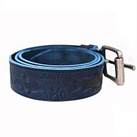 Ремень рыбака синий (натур.кожа, дл.130см, шир.4см, рисунок Рыбы России, подар. упаковка) Ремень рыбака синий (натур.кожа, дл.130см, шир.4см, рисунок Рыбы России, подар. упаковка)