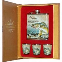 Набор подарочный "Рыба" А02 (фляжка 210мл, 3 стопки) Набор подарочный "Рыба" А02 (фляжка 210мл, 3 стопки)