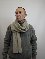 Шарф из вербл. шерсти,  дл.190см, шир.30см, цвет серый/бежевый