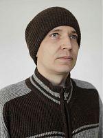 Шапка вязаная (вербл. шерсть) двойная, цв.т-коричневый Шапка вязаная (вербл. шерсть) двойная, цв.т-коричневый