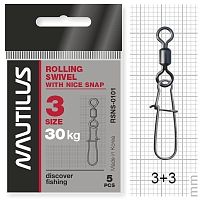 Вертлюг с застежкой Nautilus Rolling Swiwel 0101 with Nice Snap size #8 тест 12кг Вертлюг с застежкой Nautilus Rolling Swiwel 0101 with Nice Snap size #8 тест 12кг