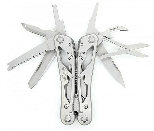 Мультиинструмент Ganzo 105х50х15 мм, 22 предмета, цв.хром Мультиинструмент Ganzo 105х50х15 мм, 22 предмета, цв.хром