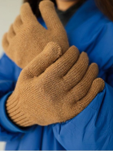 Перчатки из вербл. шерсти, цв.песочный,верблюжий