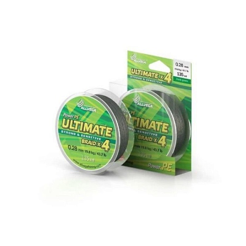 Леска плетеная ALLVEGA "Ultimate" 135м, 0,12мм (6,6кг) цв. темно-зеленый